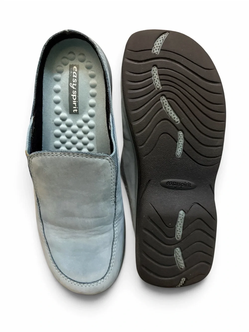 Easy Spirit Women’s Slip-On Loafer in Light Blue Suede